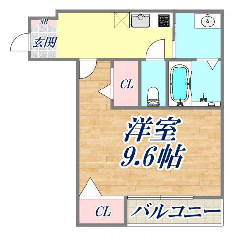 フジパレス甲子園口(1K/1階)の間取り写真