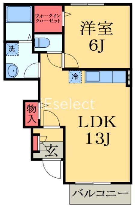 ヴァン フルールII(1LDK/1階)の間取り写真
