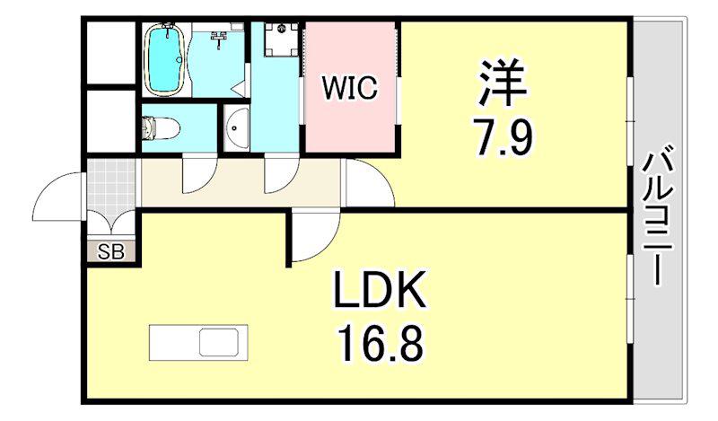 夙川ニューコーポ(1LDK/5階)の間取り写真