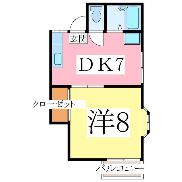 アプローズ東太田(1DK/2階)の間取り写真