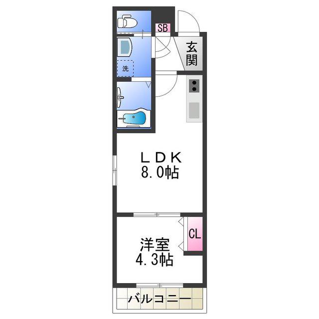 H-MAISON 平野ウエスト(1LDK/1階)の間取り写真