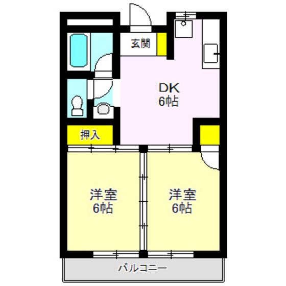ユアーズビル(2DK/2階)の間取り写真