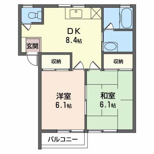 パープルレイン(2DK/1階)の間取り写真