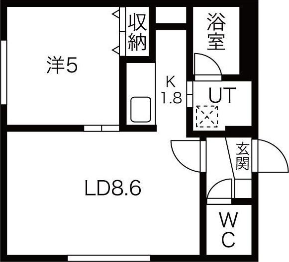 ベルエット二十四軒(1LDK/4階)の間取り写真
