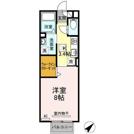 セジュール福地(1K/1階)の間取り写真