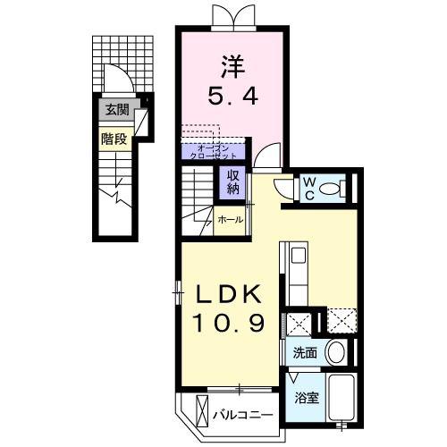 ハーモニーレジデンス(1LDK/2階)の間取り写真