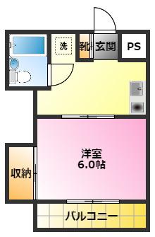 プレイン第2マンション(1K/2階)の間取り写真