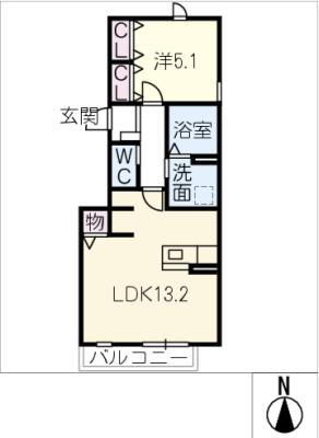 CRANE FIELD(1LDK/2階)の間取り写真