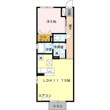 プランドール(1LDK/1階)の間取り写真