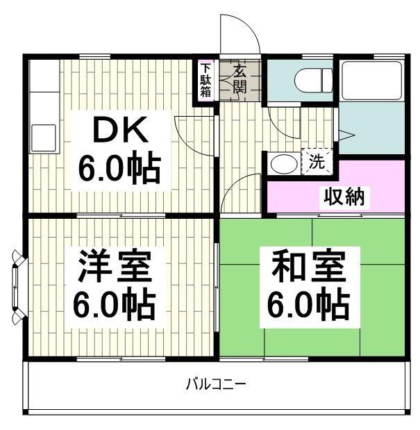 シャトル森崎III(2DK/2階)の間取り写真
