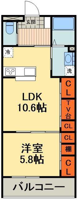 リブリ・RICCOV(1LDK/1階)の間取り写真