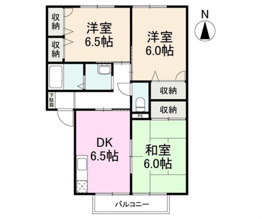 ディアスM(2LDK/1階)の間取り写真
