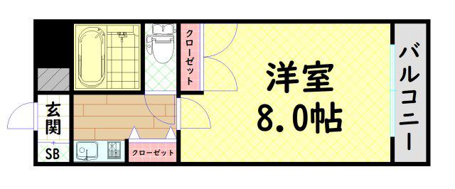 シティガーデン中寺(1K/6階)の間取り写真