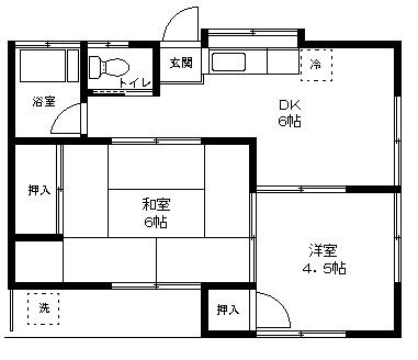 やよい荘(2DK/1階)の間取り写真
