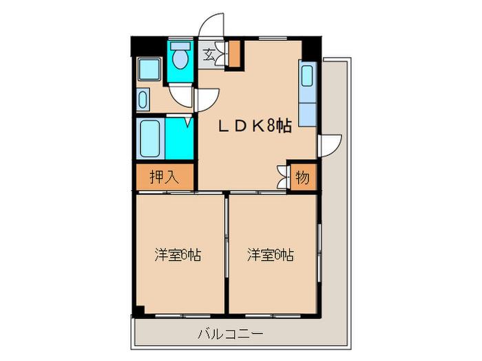 グランド平尾(2LDK/4階)の間取り写真