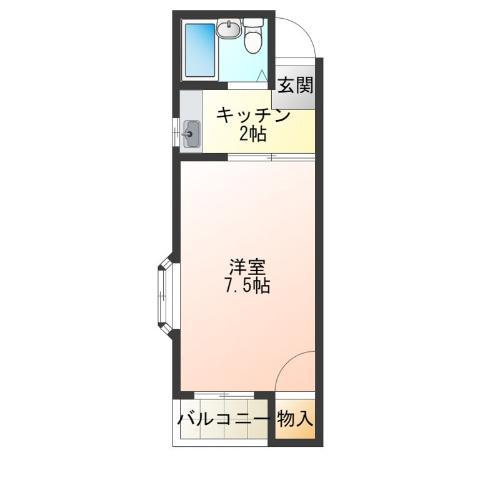 ドムール あとりえ(1K/4階)の間取り写真