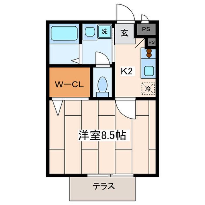 トレビナ淵野辺(1K/1階)の間取り写真