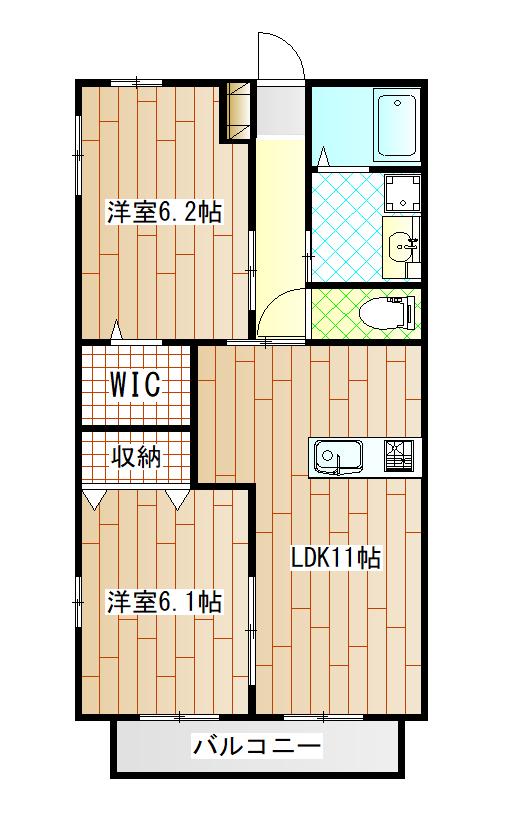 VILLA イースト(2LDK/1階)の間取り写真