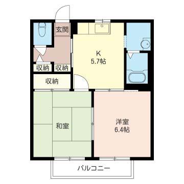 メゾンミナミB(2K/2階)の間取り写真