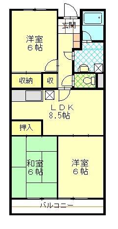 エーデルハイム2(3DK/3階)の間取り写真