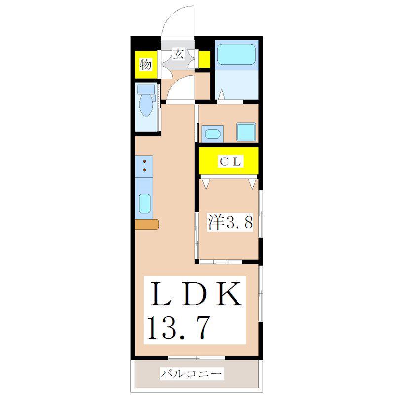 セーラス城山町(1LDK/2階)の間取り写真