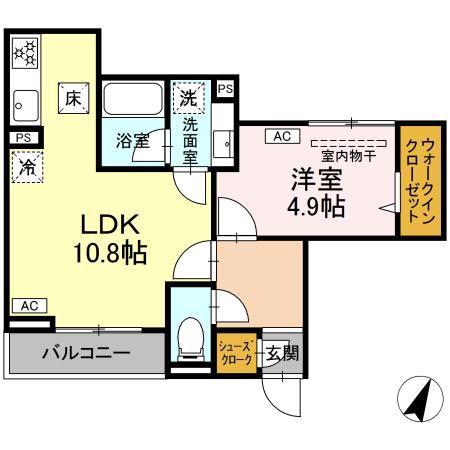 D-NEUK(1LDK/1階)の間取り写真
