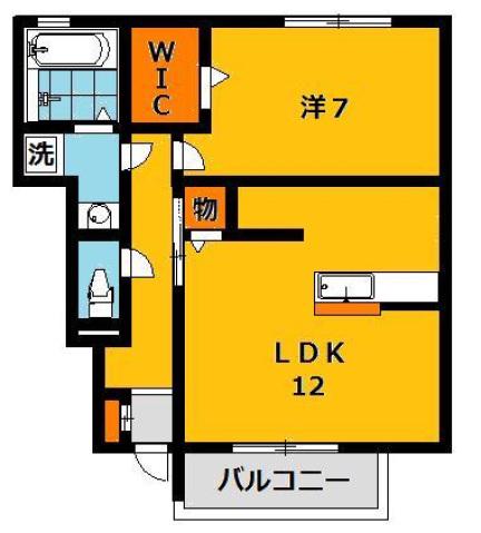 ティンカーベルB(1LDK/1階)の間取り写真