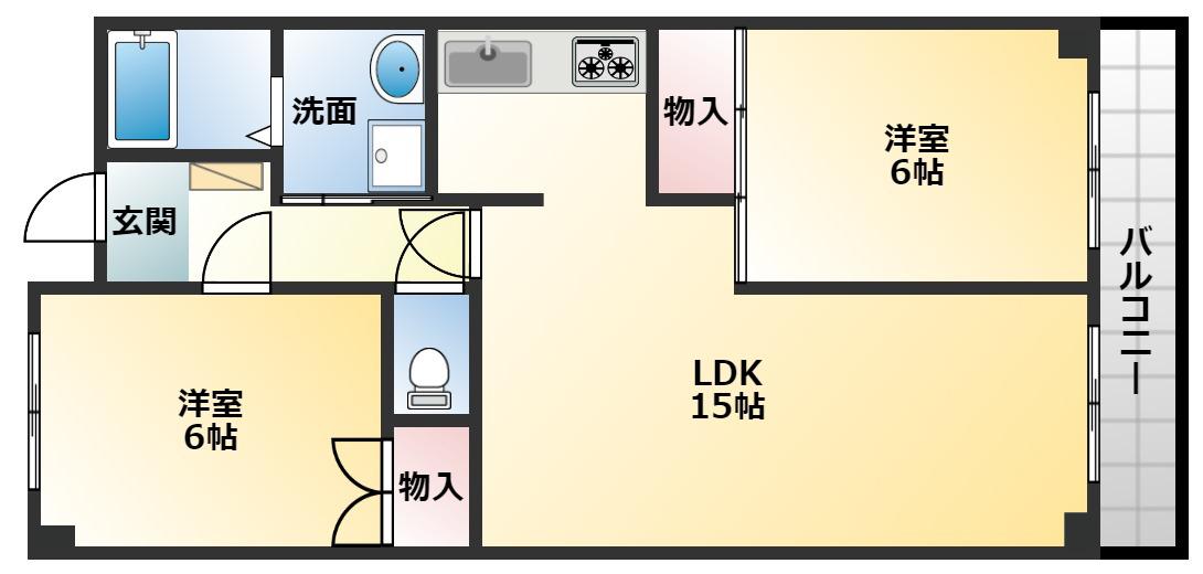 テイズメゾン(2LDK/2階)の間取り写真