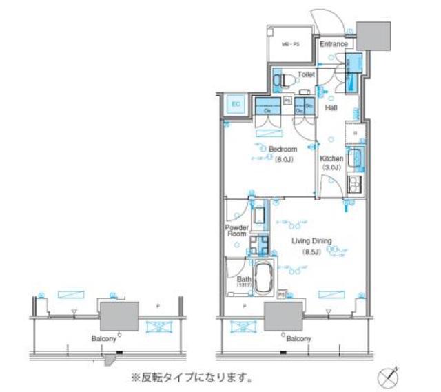 パークアクシス豊洲キャナル(1LDK/10階)の間取り写真