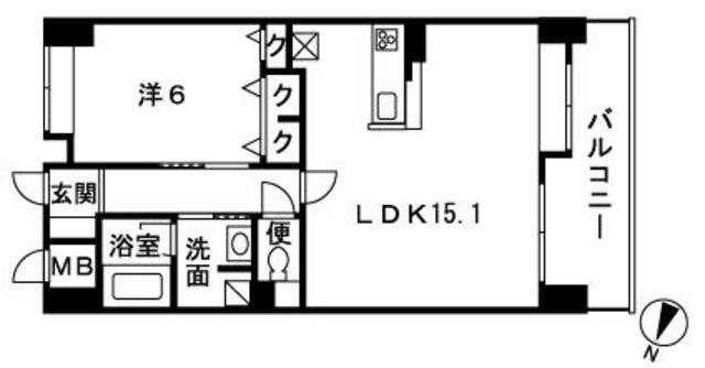 レジデンス博多(1LDK/13階)の間取り写真