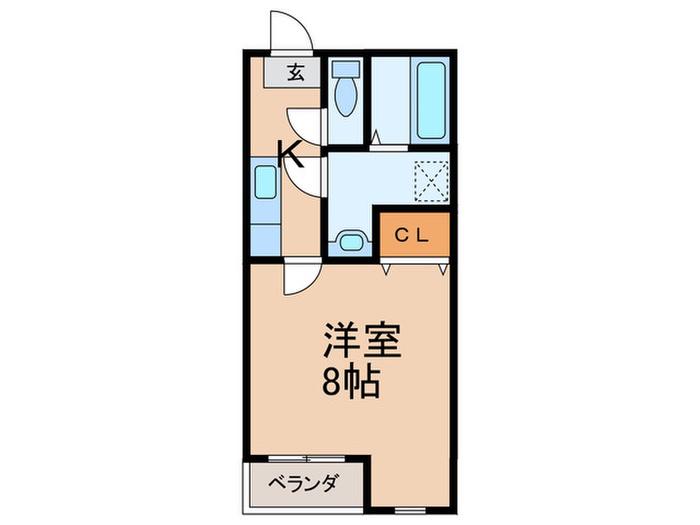 クレフラスト津福東(1K/1階)の間取り写真
