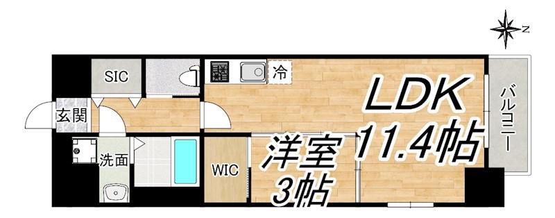ラ・フォルム本町ウエスト(1LDK/5階)の間取り写真