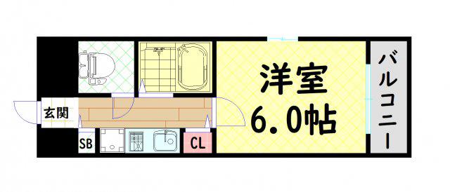 プレサンス難波東(1K/7階)の間取り写真