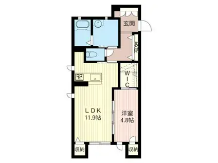 あおばコンフオート(1LDK/1階)の間取り写真