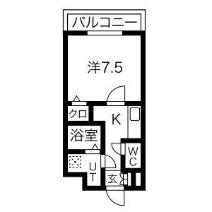 CIELUJE中村日赤(1K/1階)の間取り写真