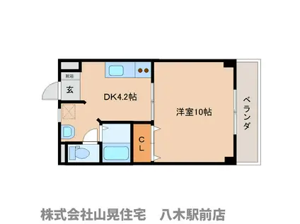 プレール(1DK/2階)の間取り写真