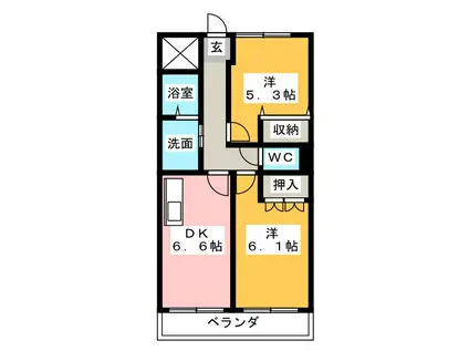 GREAT FULL DAYS I(2DK/2階)の間取り写真