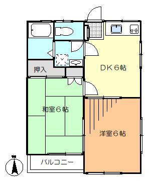 ドミールIK(2DK/2階)の間取り写真