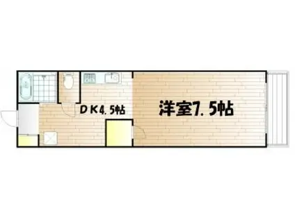 ロイヤルエミー(1DK/2階)の間取り写真