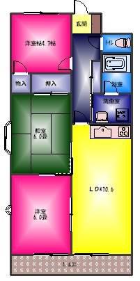 グランペール函南(3LDK/3階)の間取り写真