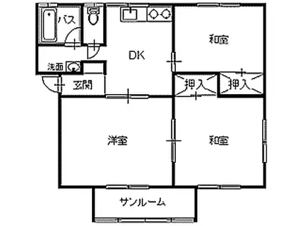 アーバネットパレス諏訪(3DK/2階)の間取り写真