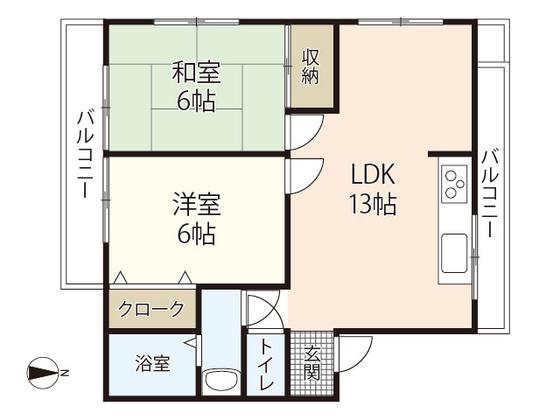 山田ビル(2LDK/2階)の間取り写真
