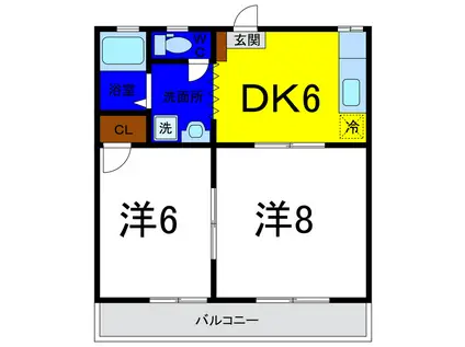 エヴァグリーン(2DK/2階)の間取り写真