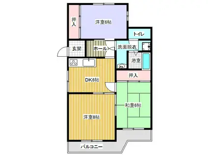 第2村田ハイツ(3DK/3階)の間取り写真