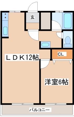 YKハイツ高丸(1LDK/1階)の間取り写真