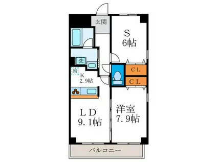 ベリエ茶五(1SLDK/2階)の間取り写真