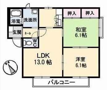 CHEZ-MOI A棟(2LDK/1階)の間取り写真