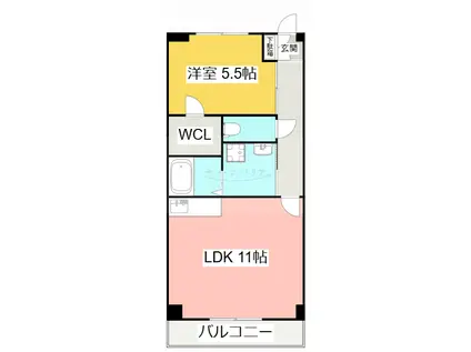 ウエストクレア(1LDK/2階)の間取り写真