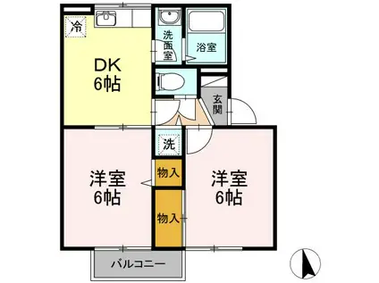 セジュールゼラニューム(2DK/1階)の間取り写真