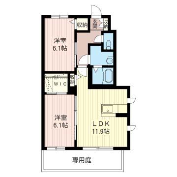 ラフォーレ(2LDK/1階)の間取り写真